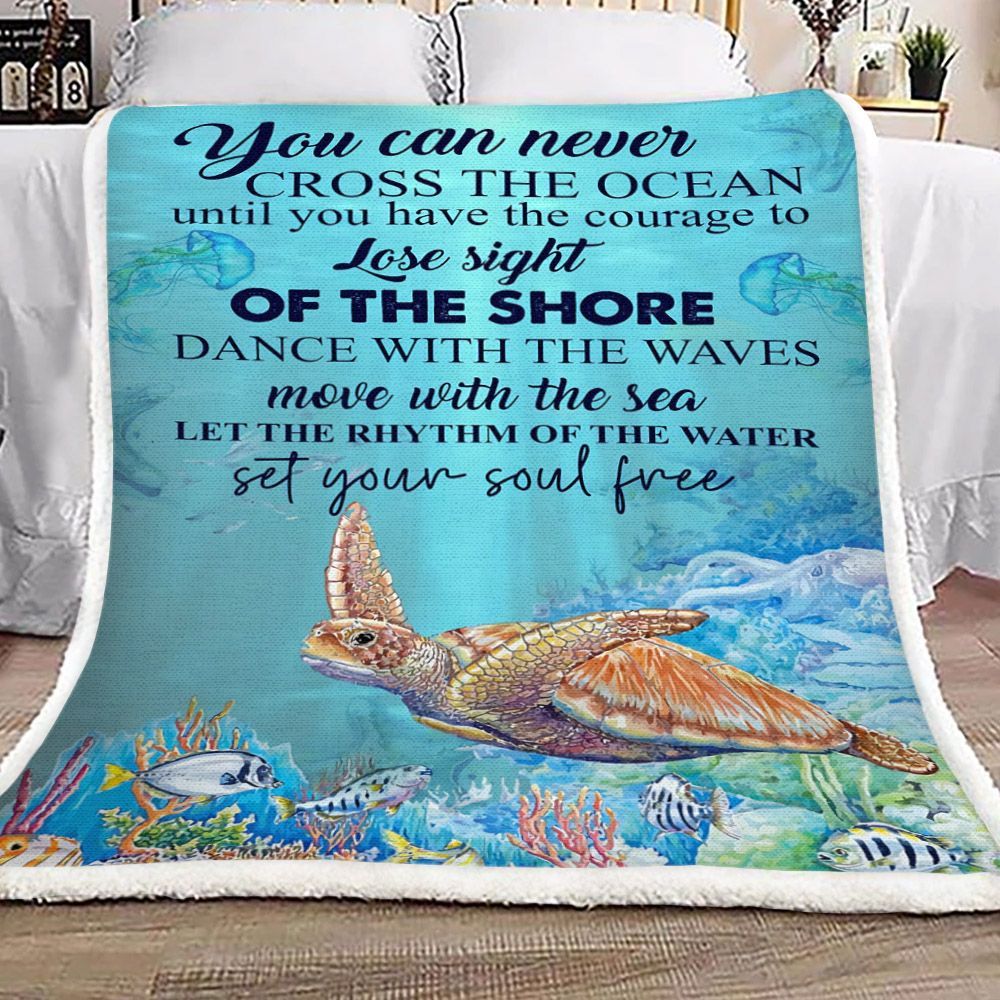 Dance With The Wave Turtle Sherpa Fleece Blanket