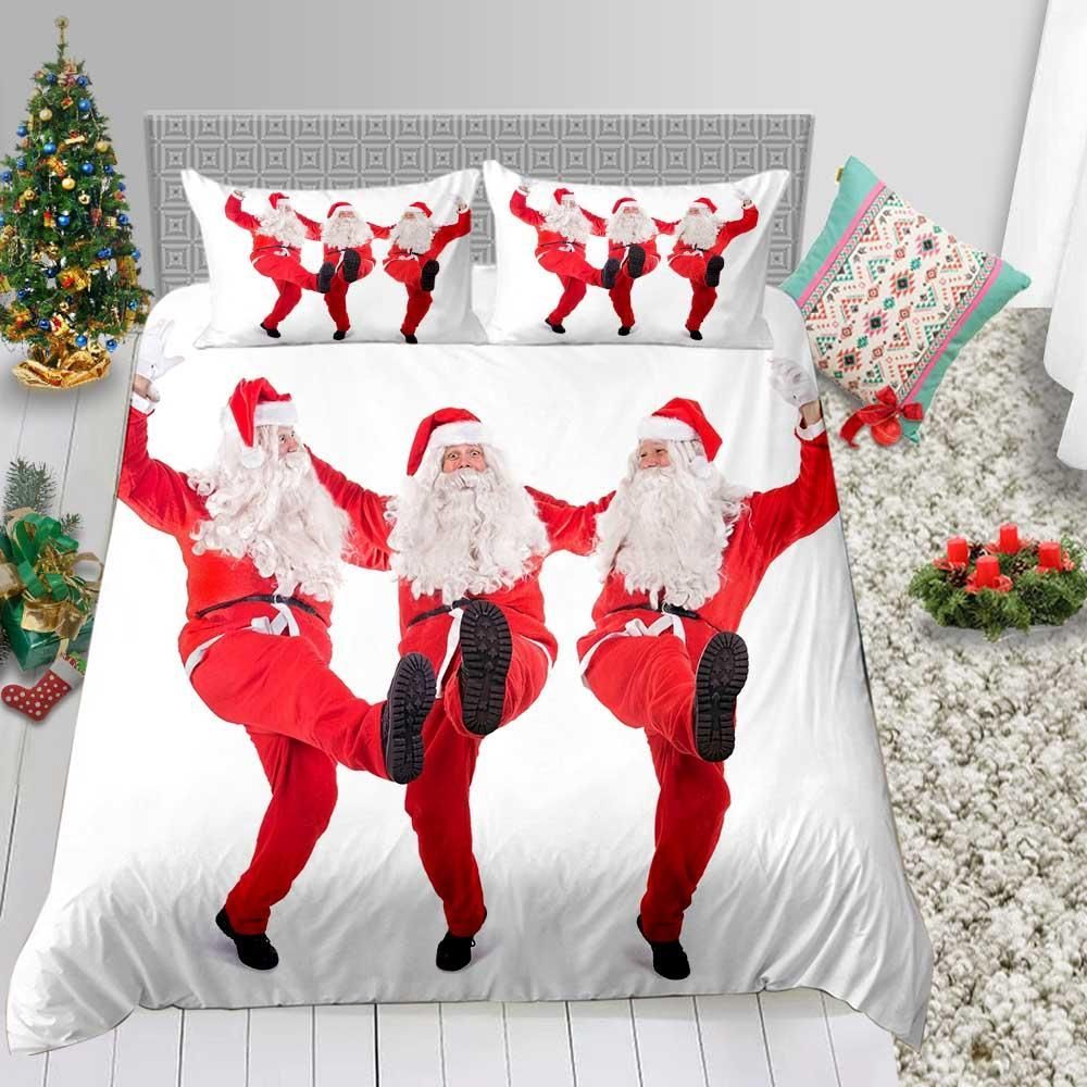 Dancing Santa Christmas Funny Over Printed Bedding Set