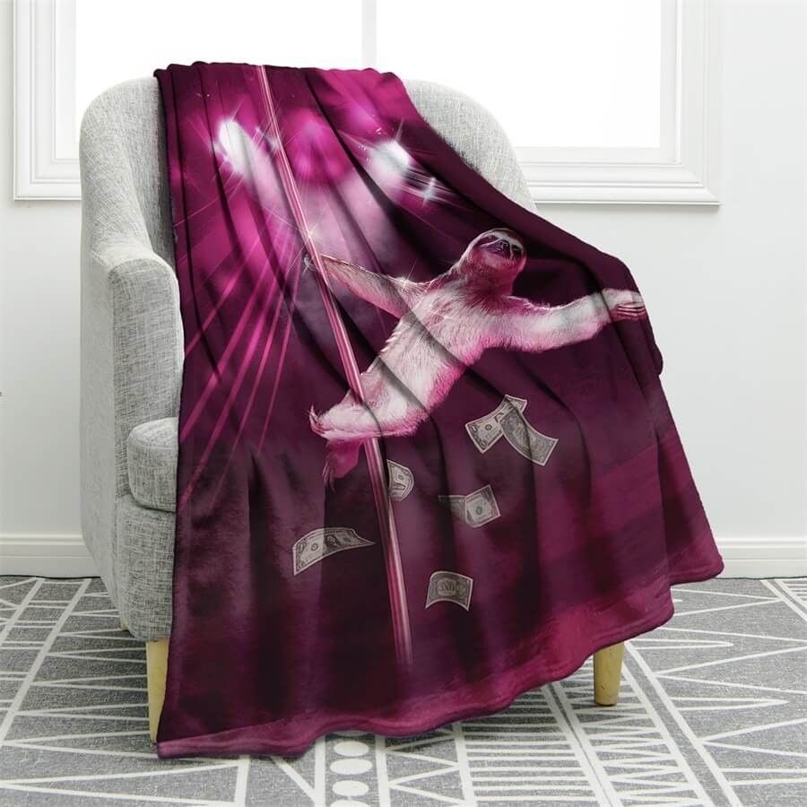 Dancing Sloth Sherpa Fleece Blanket