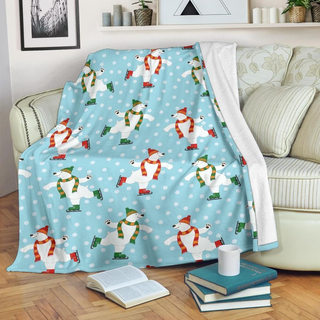 Dancing With Polar Bear Pattern Print Design Fleece Blanket