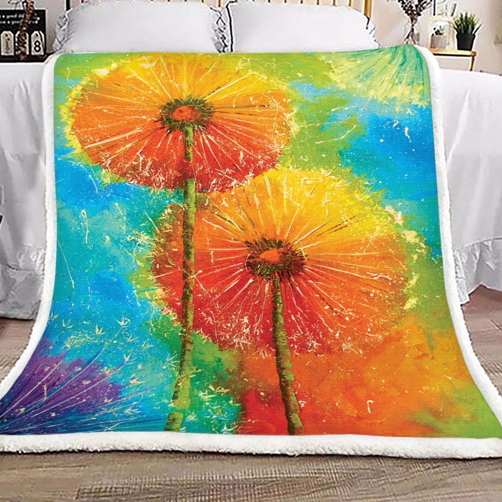Dandelion Sherpa Fleece Blanket