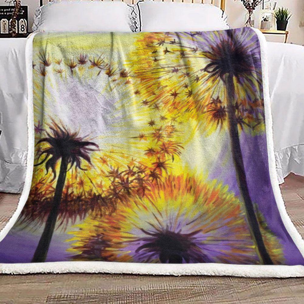 Dandelion Sherpa Fleece Blanket
