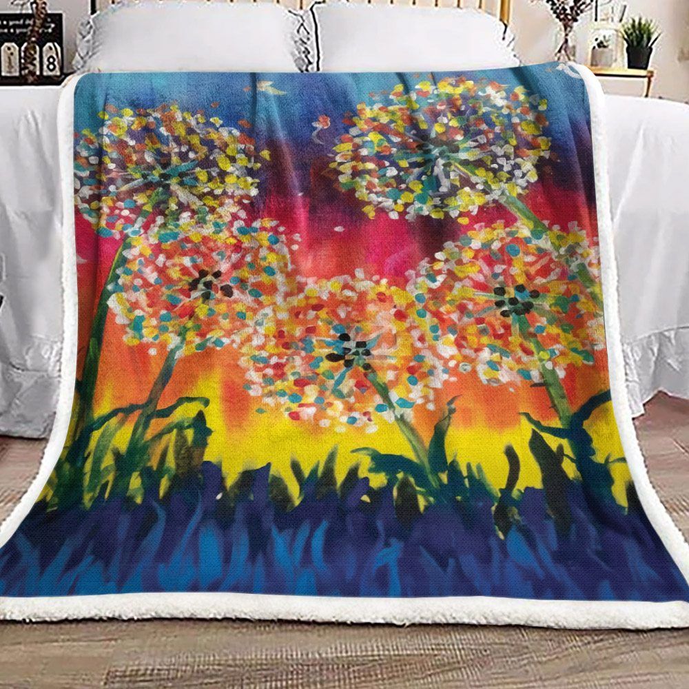Dandelion Sherpa Fleece Blanket