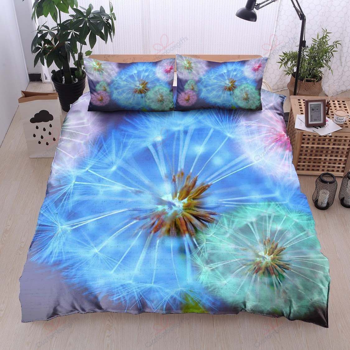 Dandelions Blue Ocean Printed Bedding Set