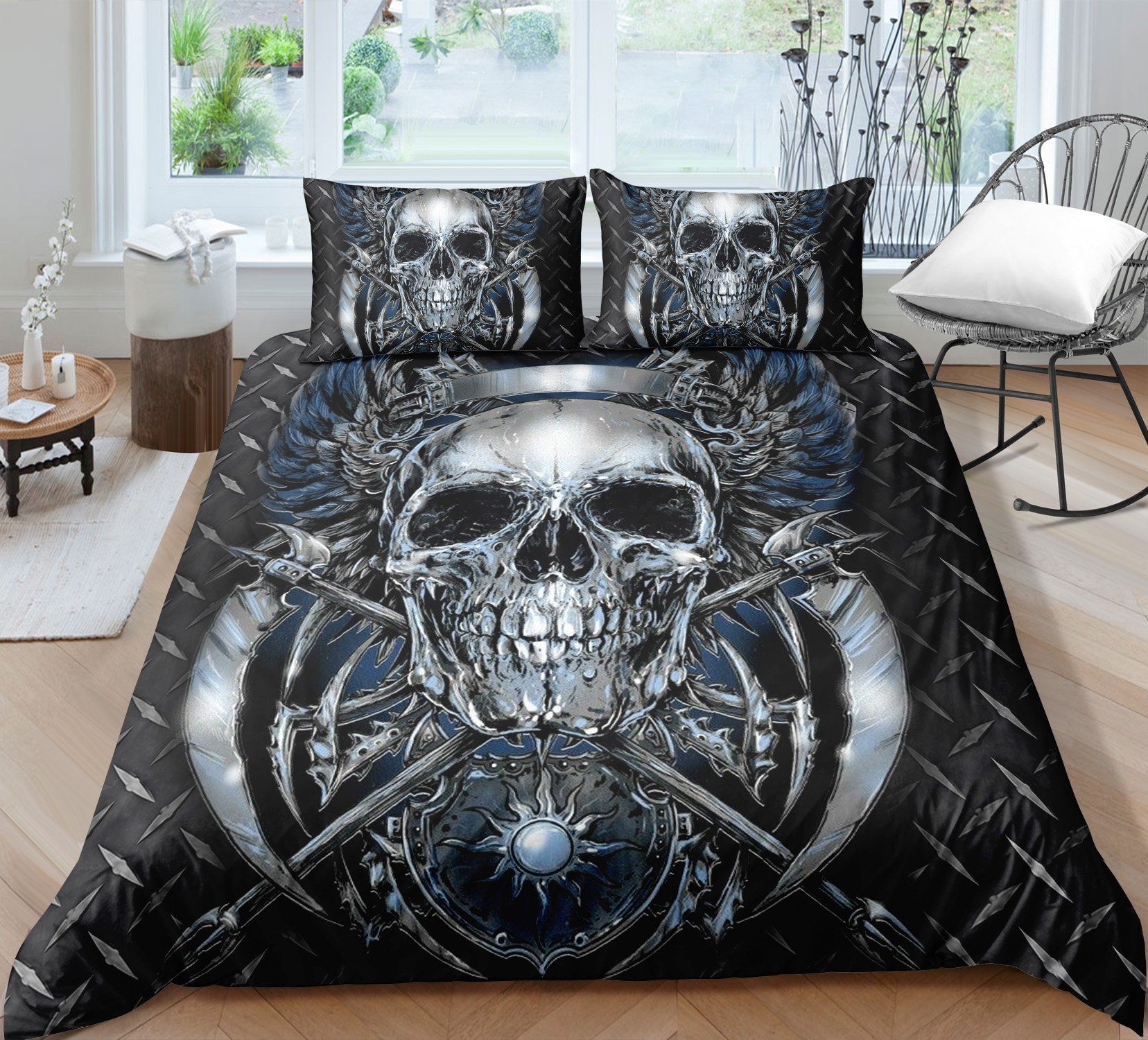 Danger Skull Grey Bedding Set