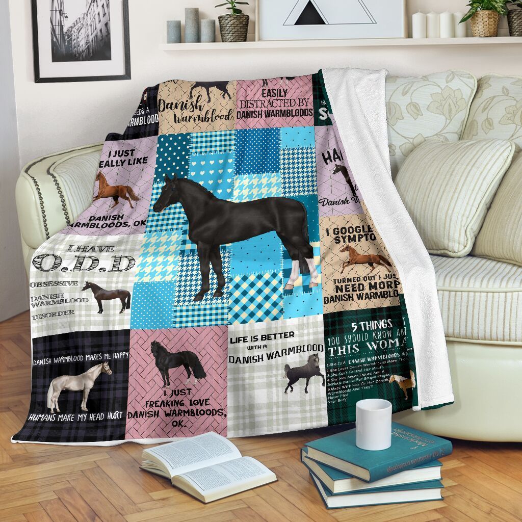 Danish Warmblood Horse Sherpa Fleece Blanket