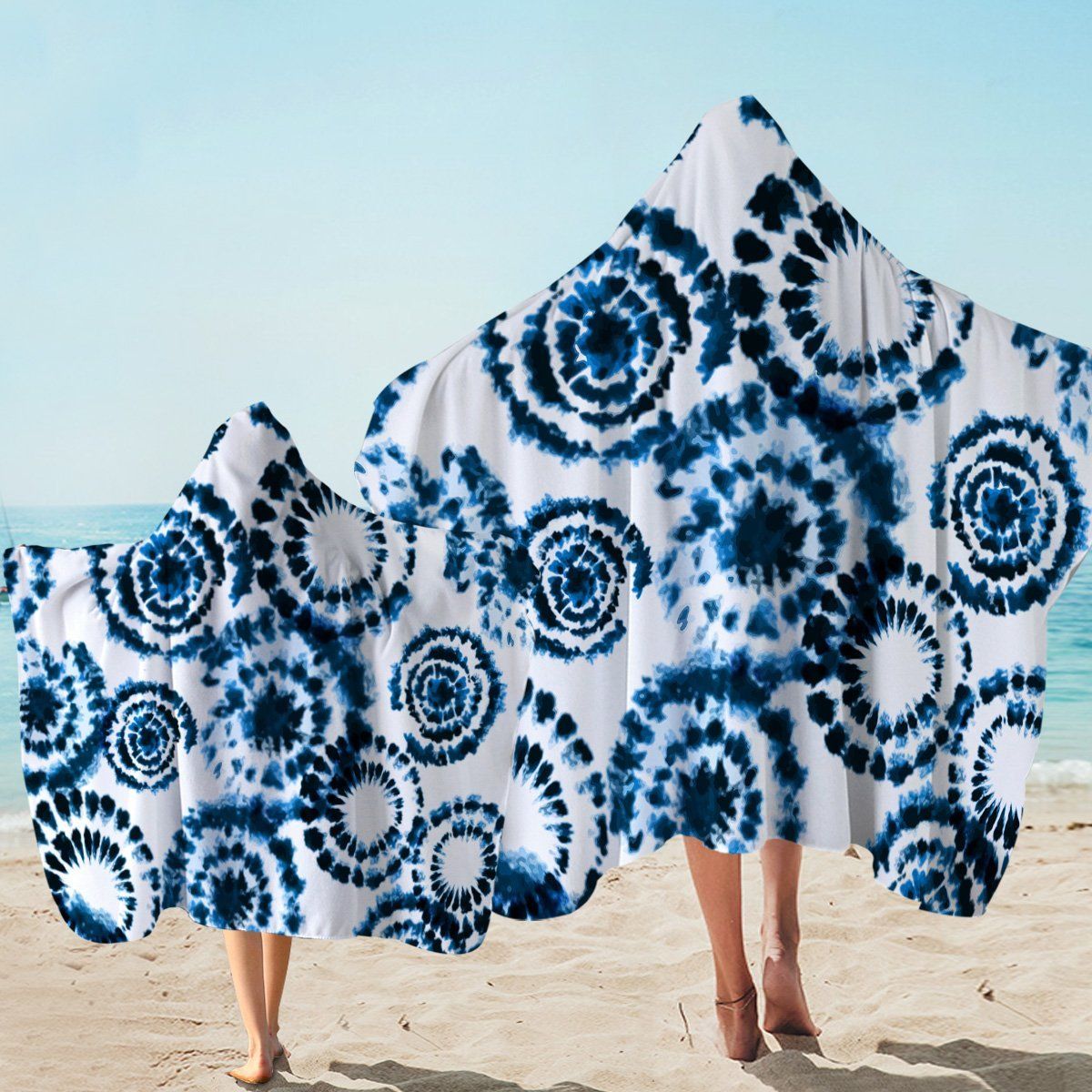 Dark Fireworks White Pattern Printed Hooded Towel