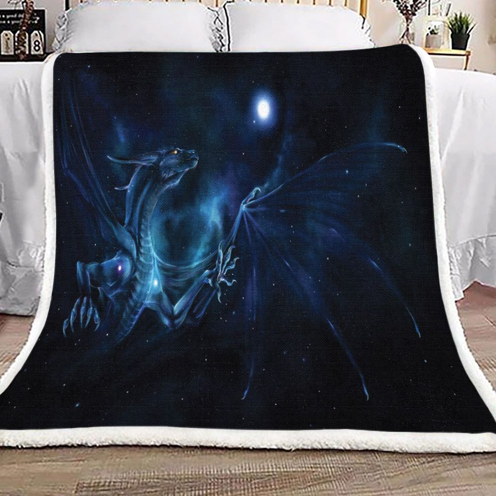 Dark Galaxy Dragon Sherpa Fleece Blanket