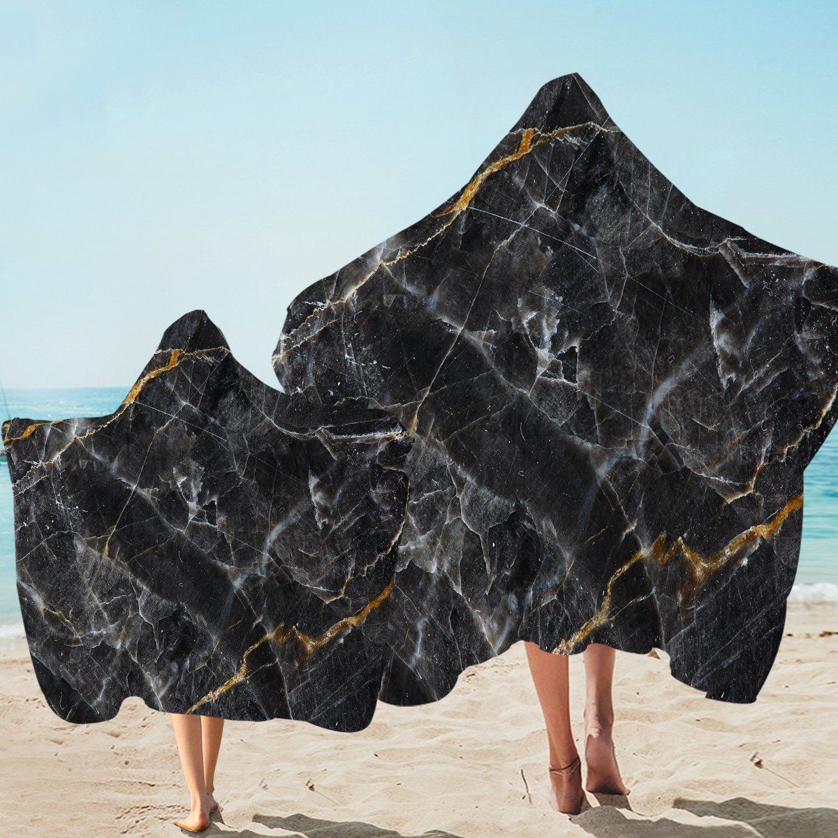 Dark Gray Granite Printed Hooded Towel