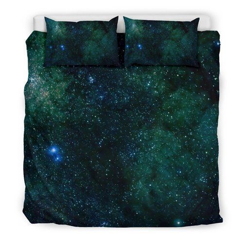 Dark Green Galaxy Space Bedding Set