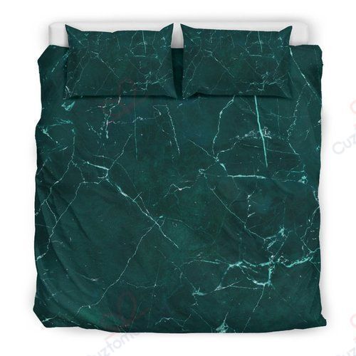 Dark Green Marble Bedding Set