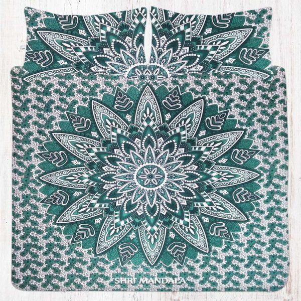 Dark Green Multi Floral Hippie Bedding Set