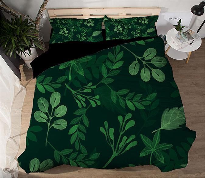 Dark Green Plants Bedding Set
