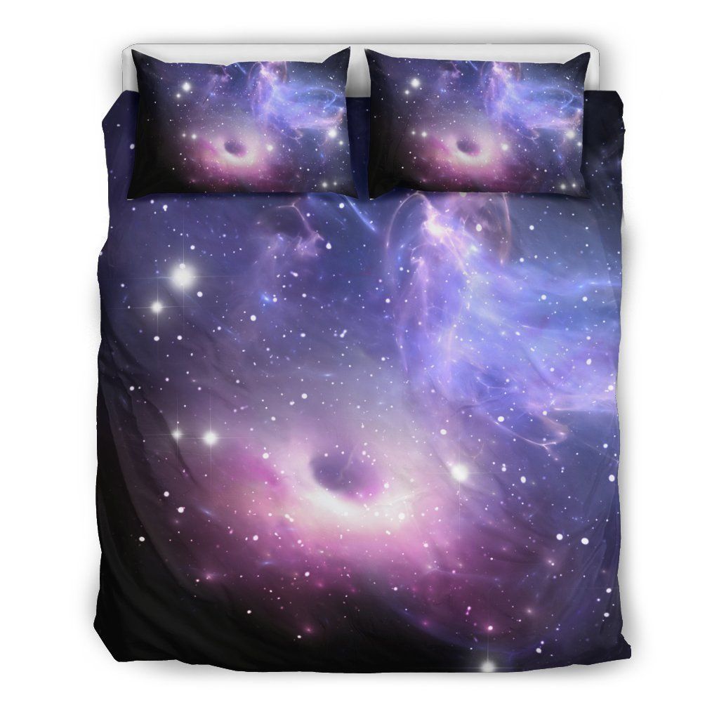 Dark Light Purple Galaxy Space Bedding Set