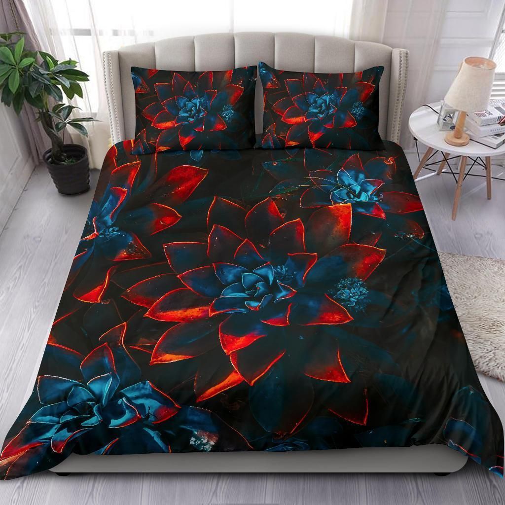Dark Mode Flowers 3D Bedding Set
