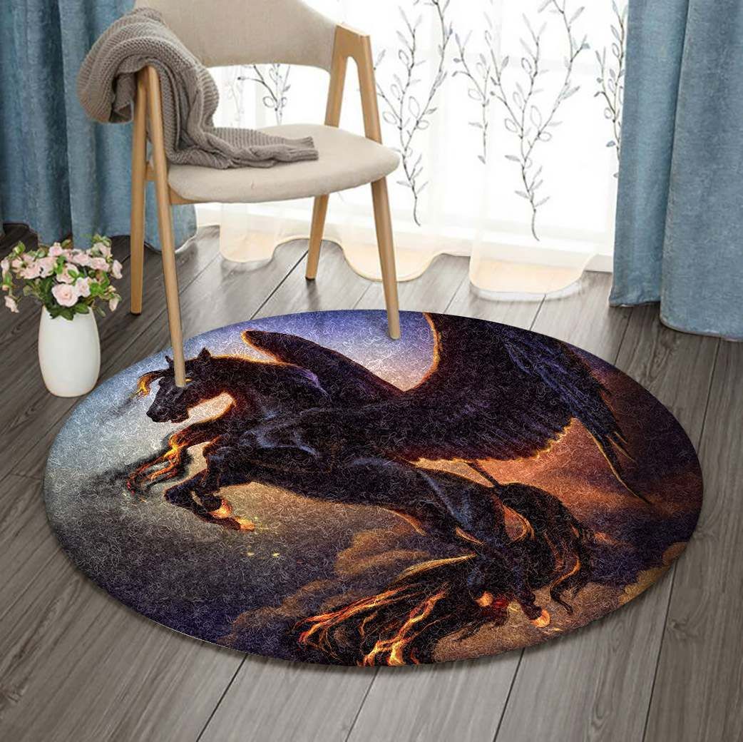 Dark Pegasus Round Carpet