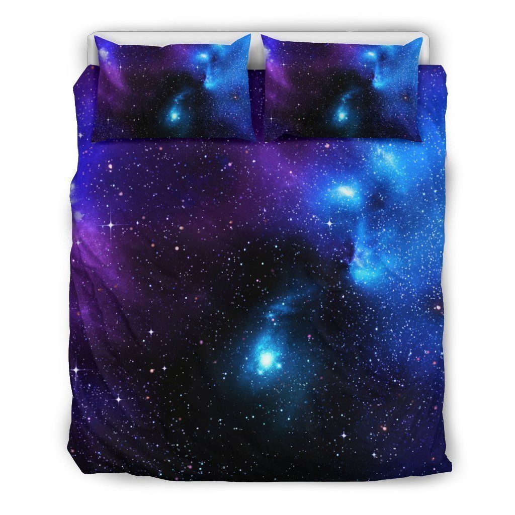 Dark Purple Blue Galaxy Space Bedding Set