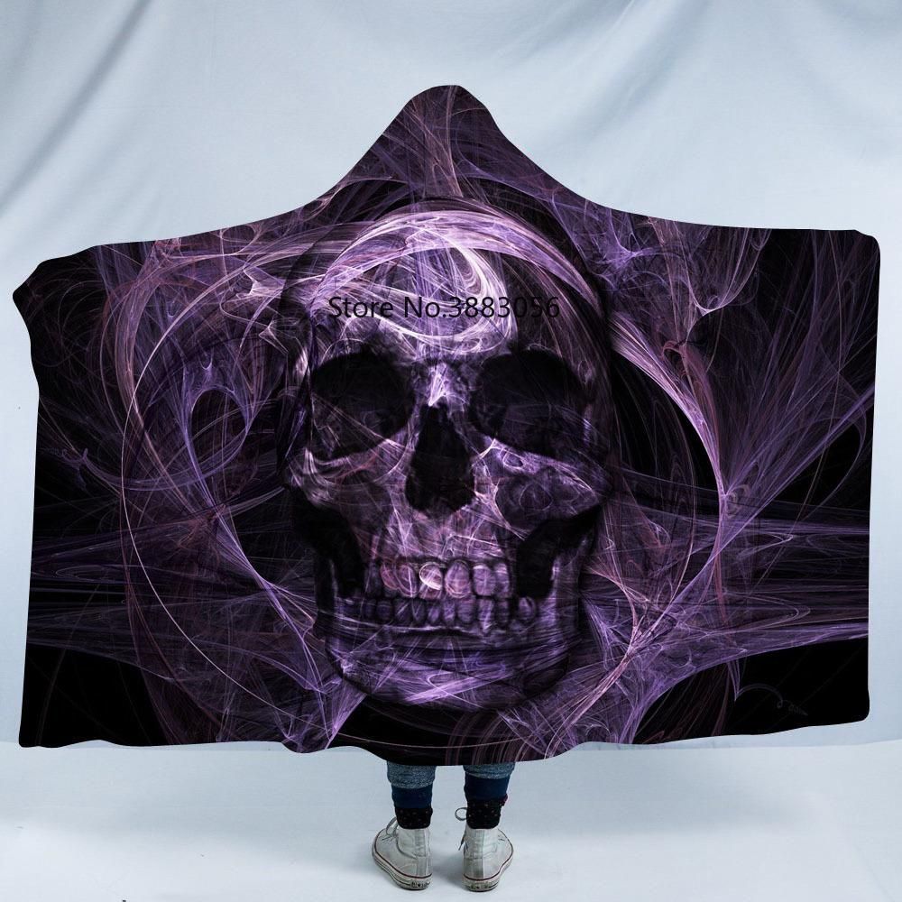 Dark Purple Skull Sherpa Fleece