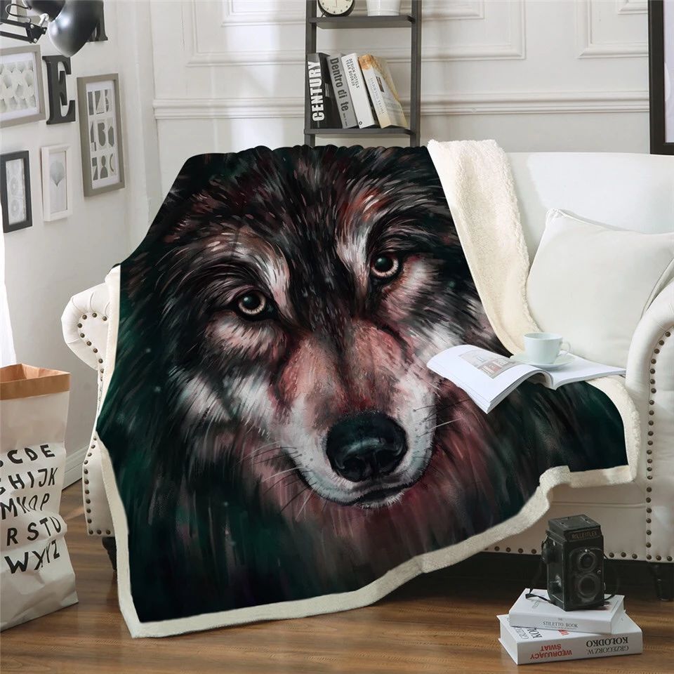 Dark Wolf Sherpa Fleece Blanket