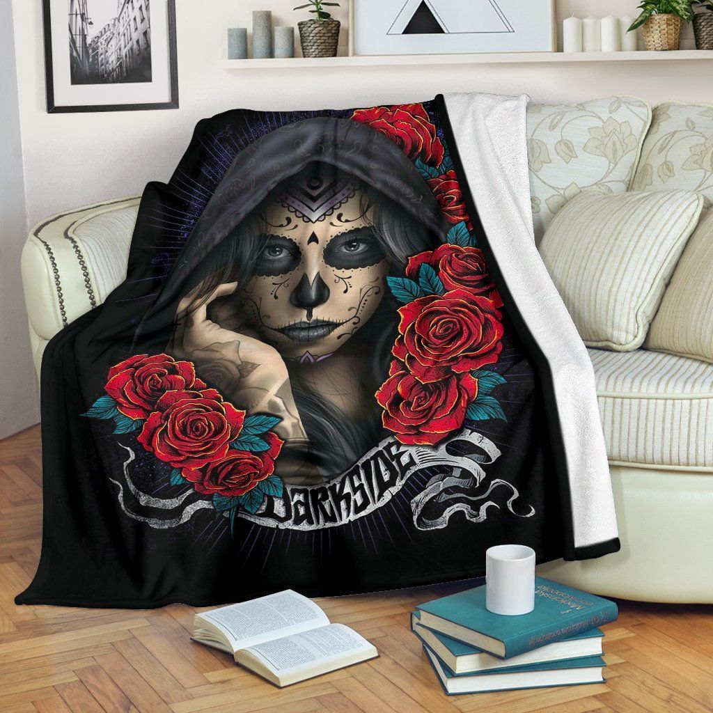 Darkside Sugar Skull Sherpa Fleece Blanket