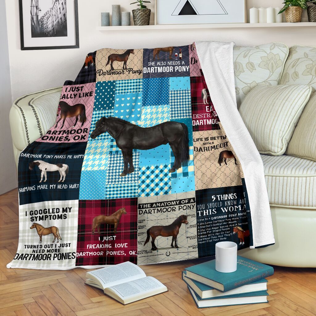 Dartmoor Pony Horse Sherpa Fleece Blanket