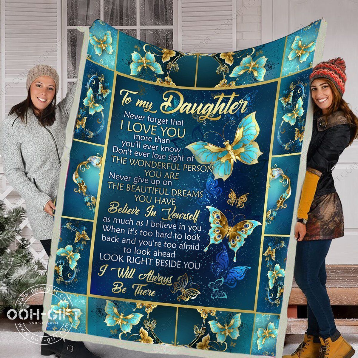Daughter Always Behind You Sherpa Fleece Blanket