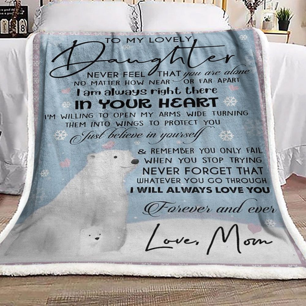 Daughter And Mom Polar Bear Sherpa Fleece Blanket