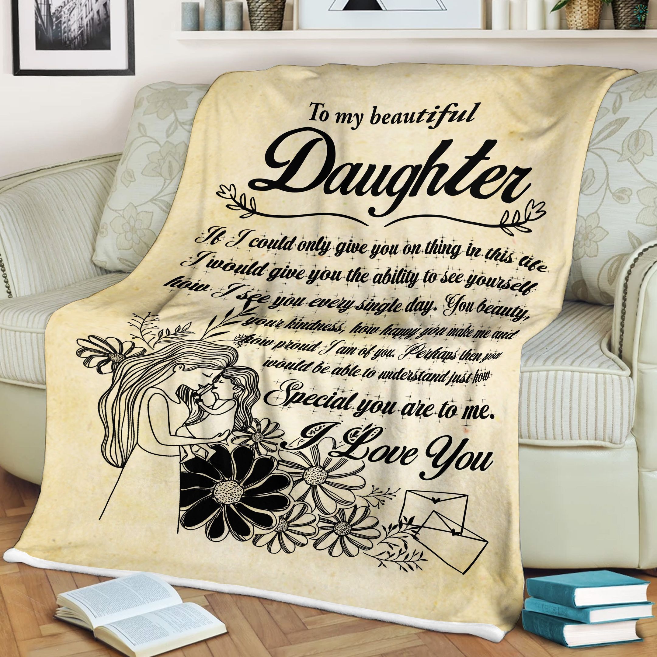 Daughter And Mother Quotes To My Beautiful Daughter Fleece Blanket