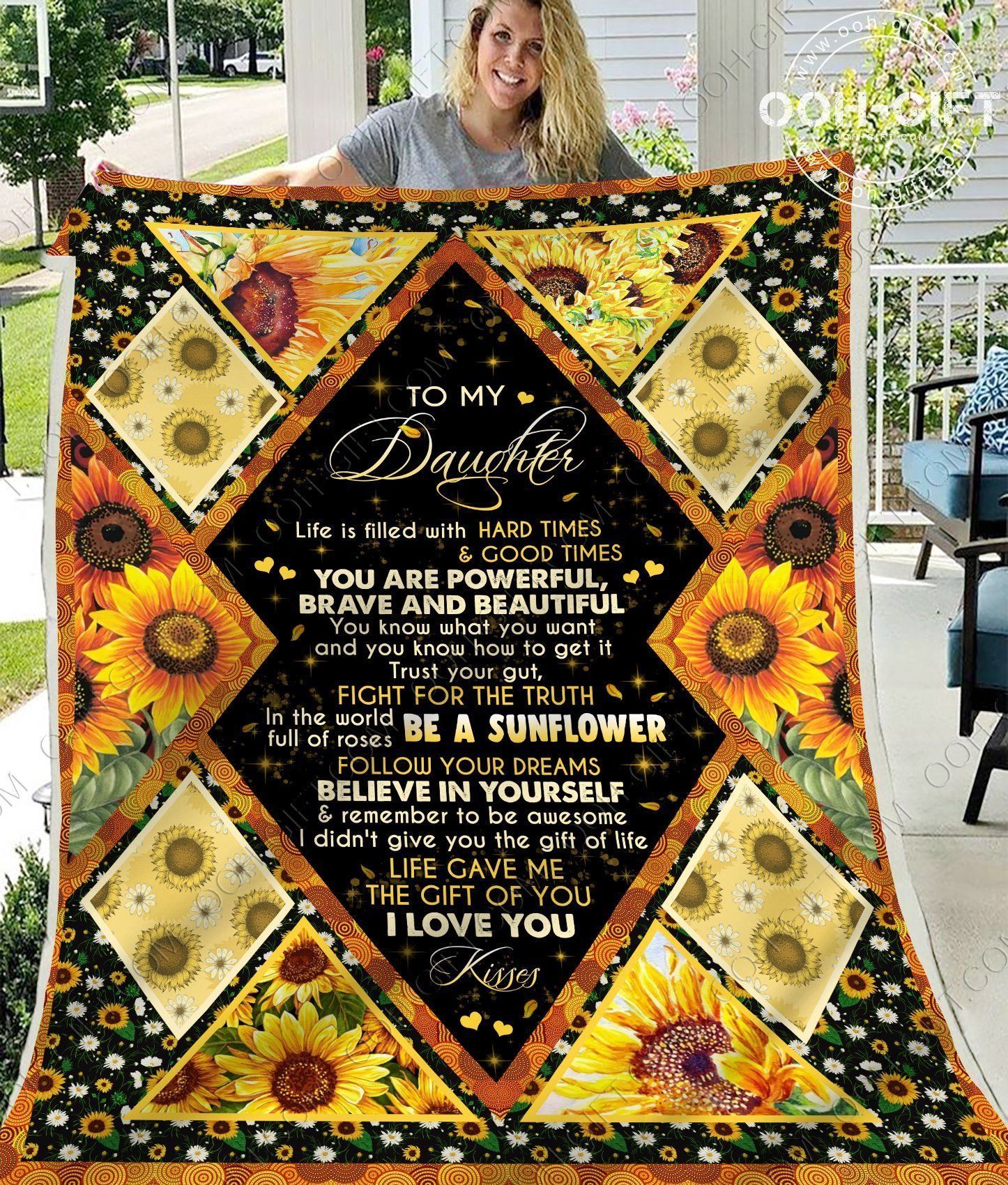 Daughter Be A Sunflower Sherpa Fleece Blanket