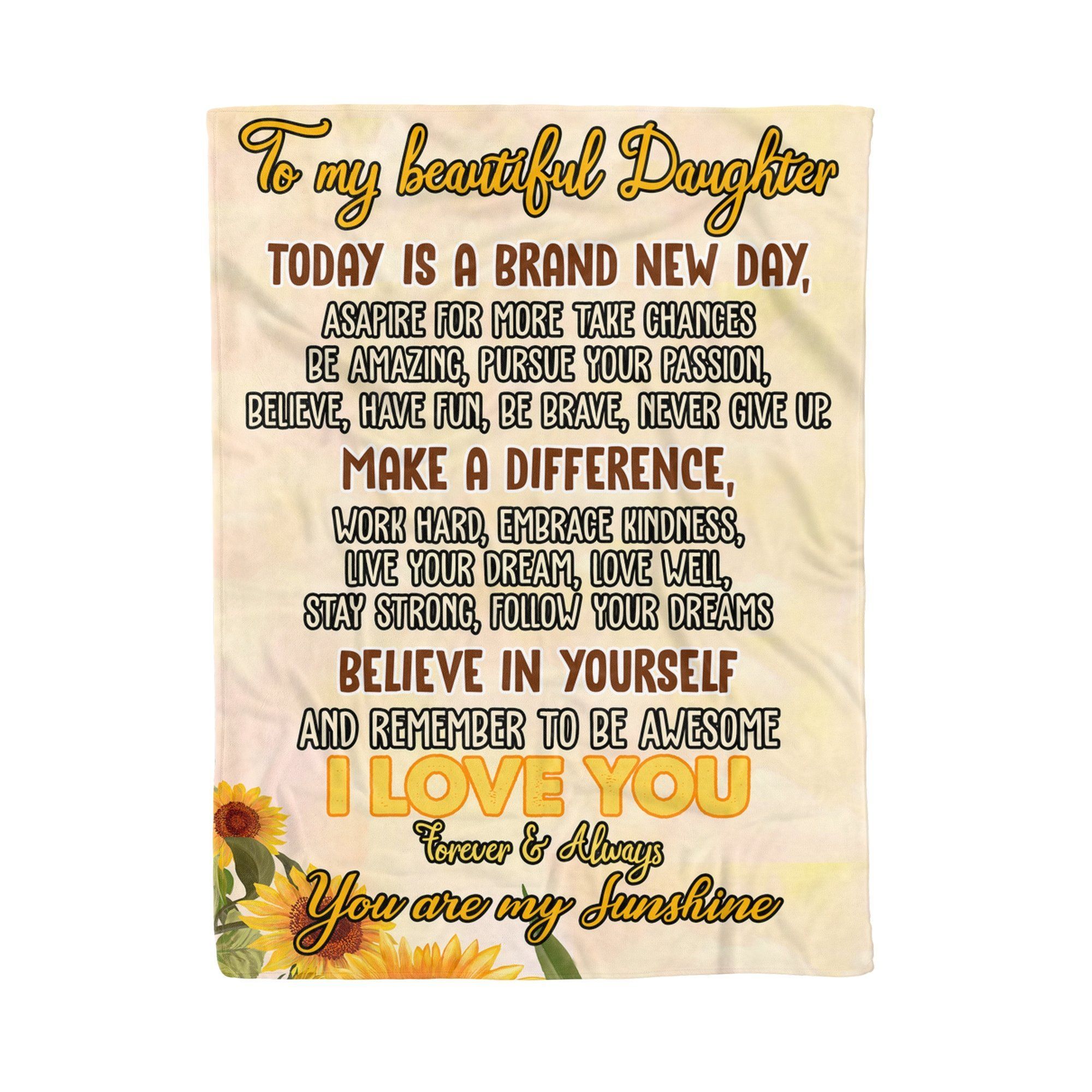 Daughter Blanket Gift For Kid Today Is Brand New Day Sherpa Fleece Blanket