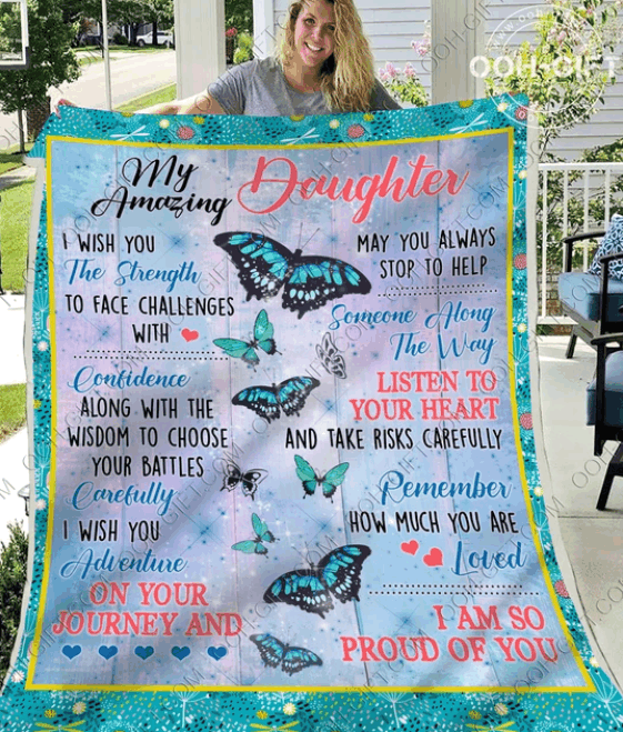 Daughter Butterfly Sherpa Fleece Blanket