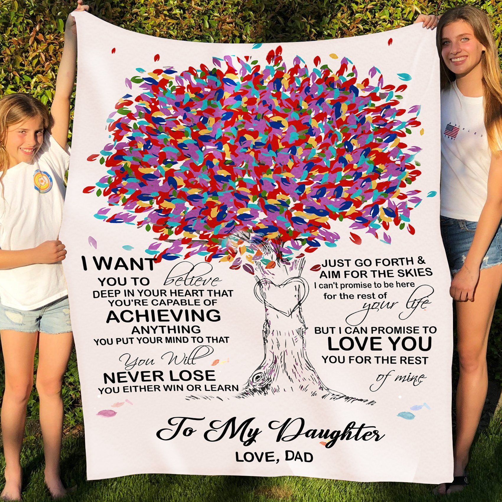 Daughter Dad Never Lose Sherpa Fleece Blanket