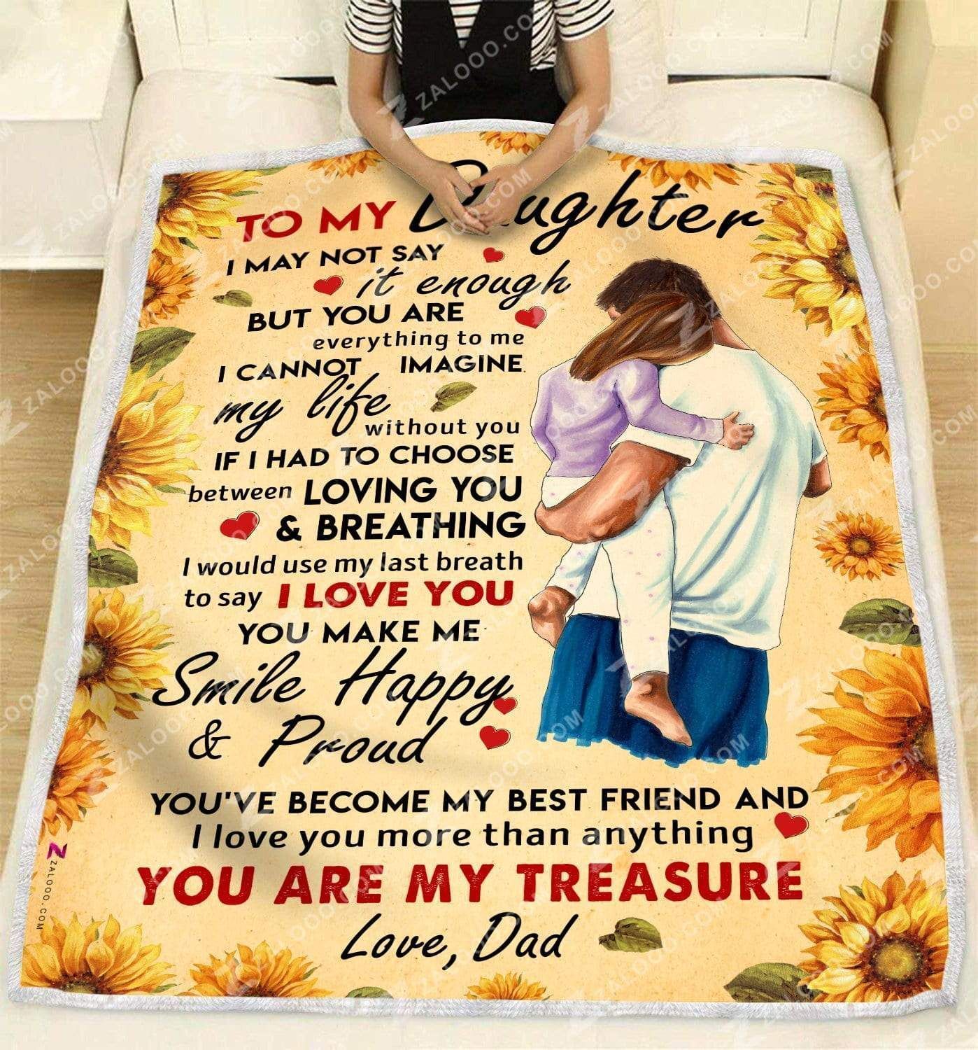 Daughter Dad You Are My Treasure Sherpa Fleece Blanket