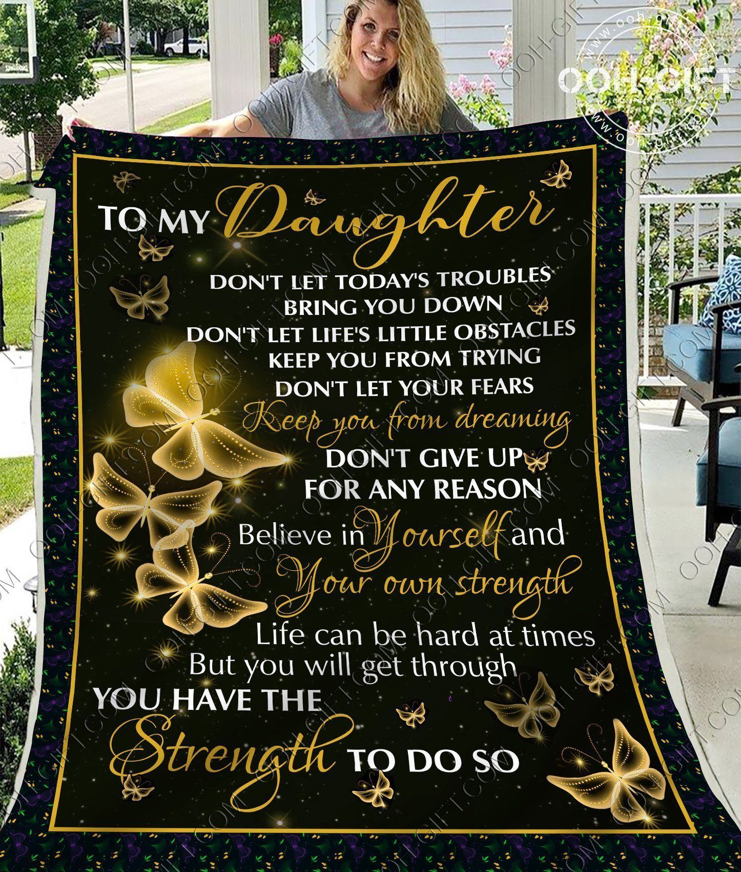 Daughter Dont Give Up Sherpa Fleece Blanket