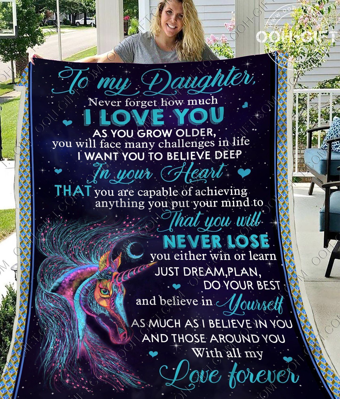 Daughter Dream Plan Do Sherpa Fleece Blanket