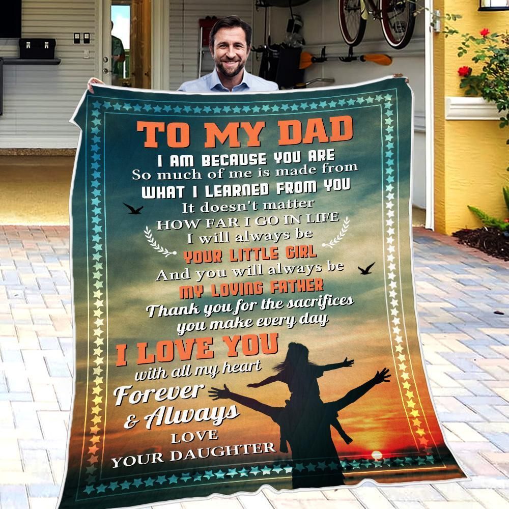 Daughter Gift For Dad Thank You For The Sacrifices You Make Every Day Fleece Blanket