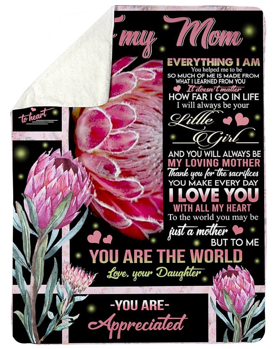 Daughter Gift For Mom With Meaningful Message You Are The World Fleece Blanket