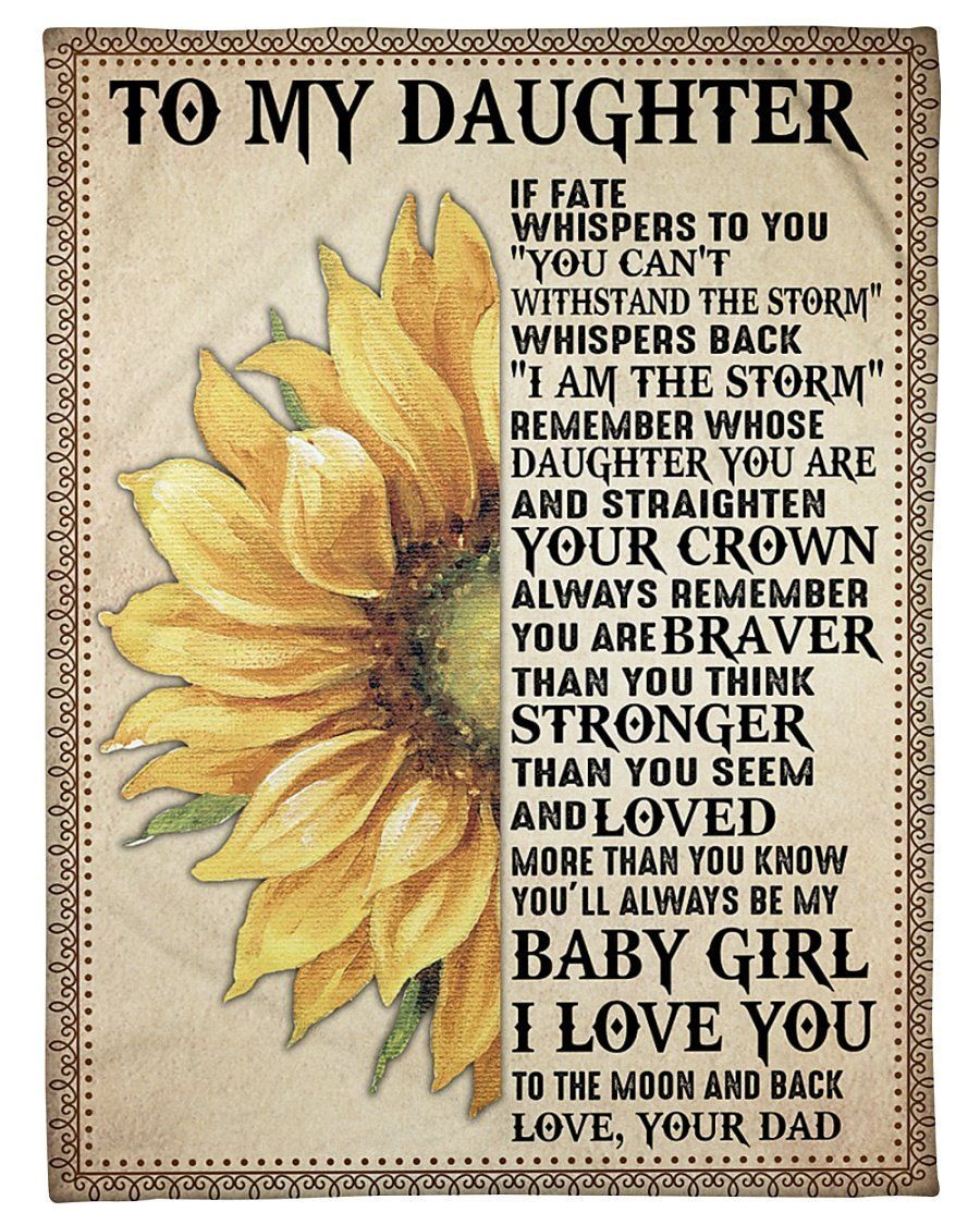 Daughter Gift With Sunflower From Dad Fleece Blanket Fleece Blanket