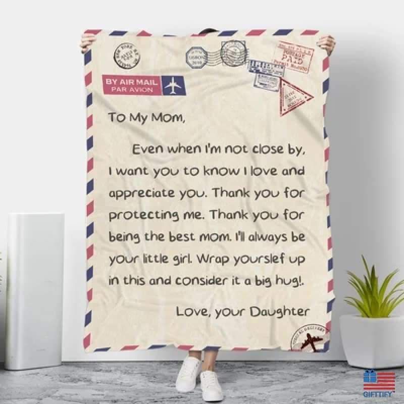 Daughter Giving Mom Thanks For Protecting Me Printed Fleece Blanket