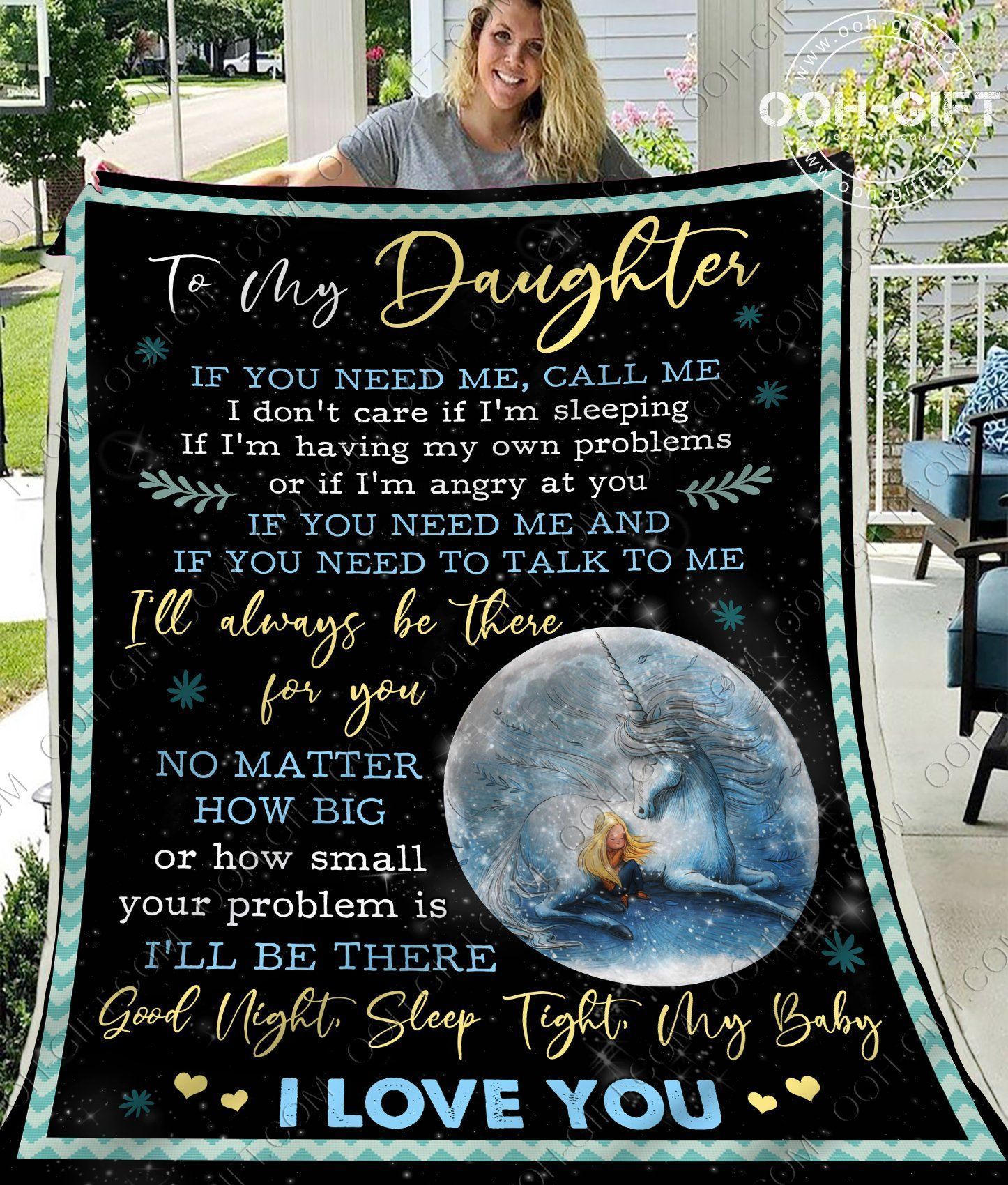 Daughter Good Night My Baby Sherpa Fleece Blanket