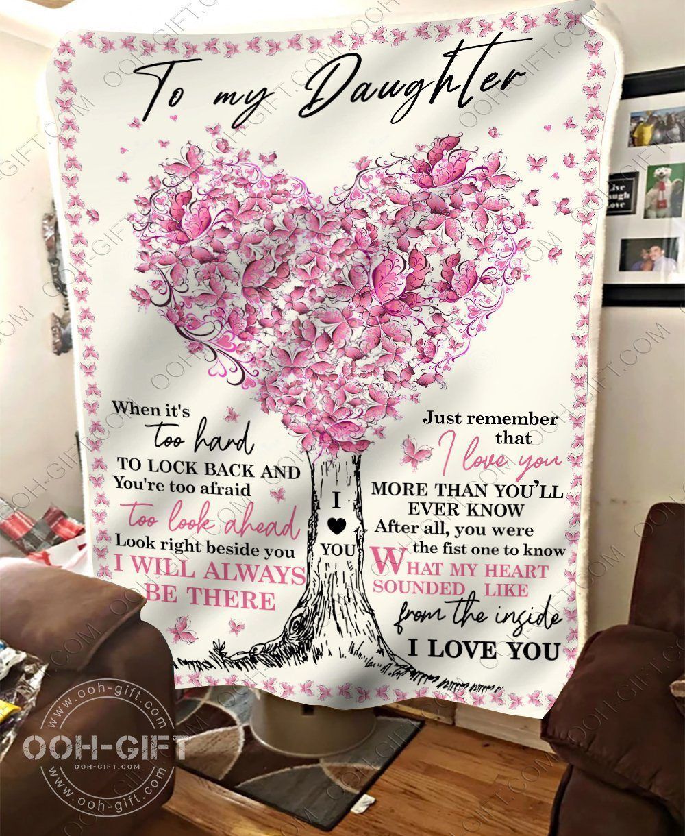 Daughter Heart Sherpa Fleece Blanket