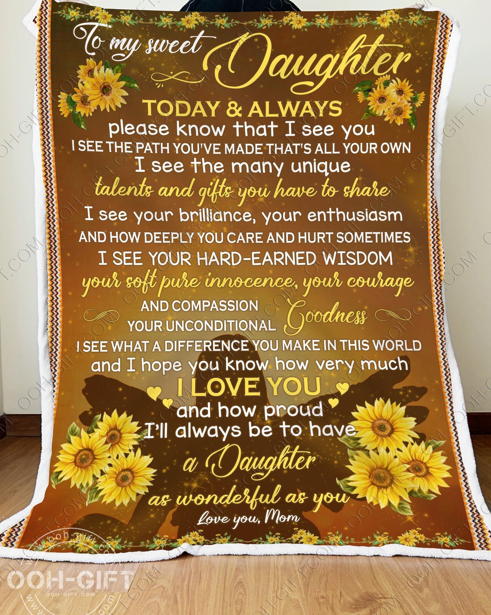 Daughter I Love You Sherpa Fleece Blanket