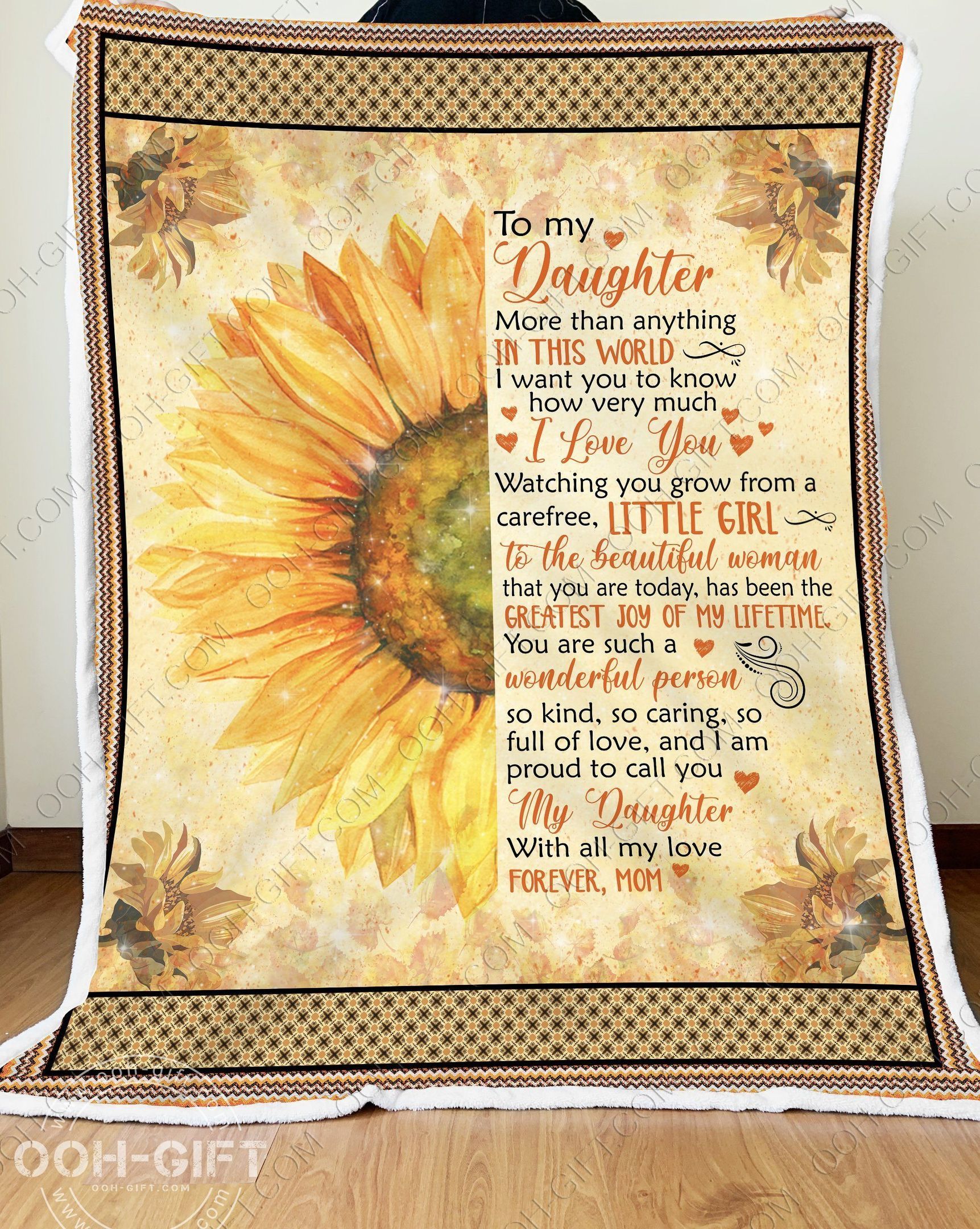 Daughter I Love You Sherpa Fleece Blanket