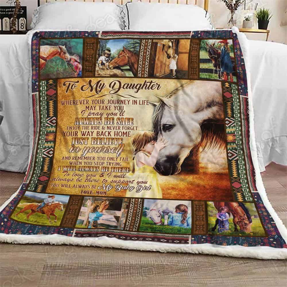 Daughter I Pray You Will Always Be Safe Horse Fleece Blanket