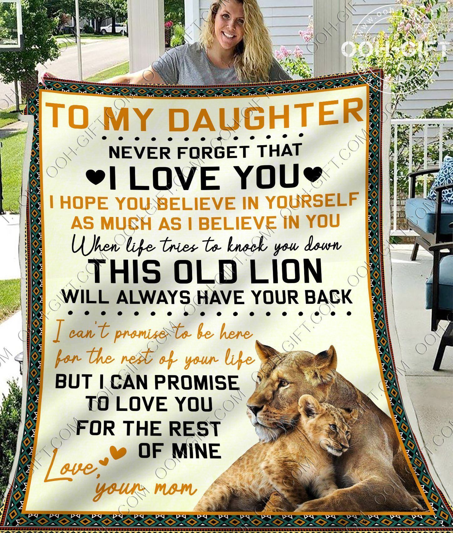 Daughter Lion Sherpa Fleece Blanket