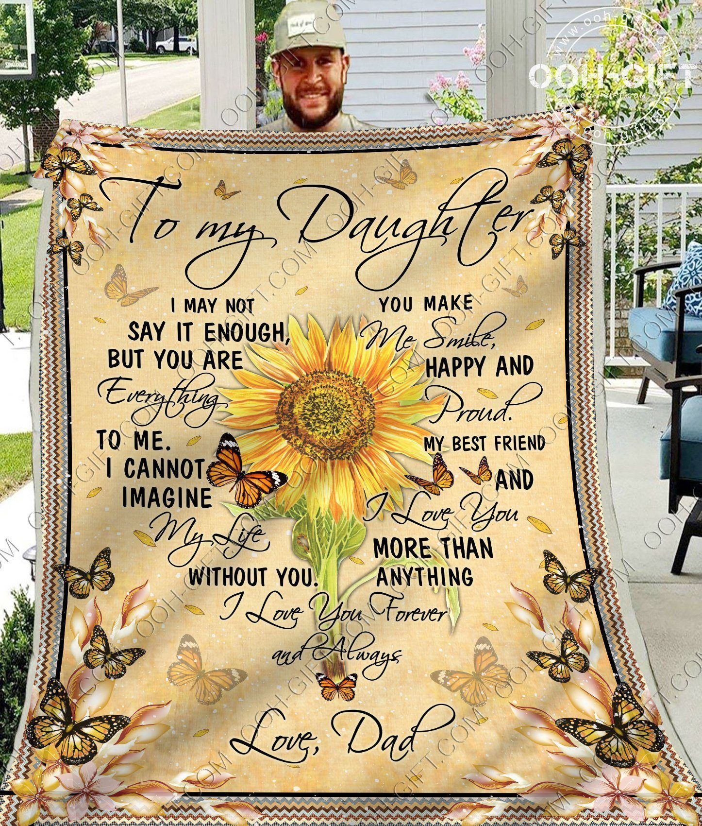Daughter Love Dad Sherpa Fleece Blanket