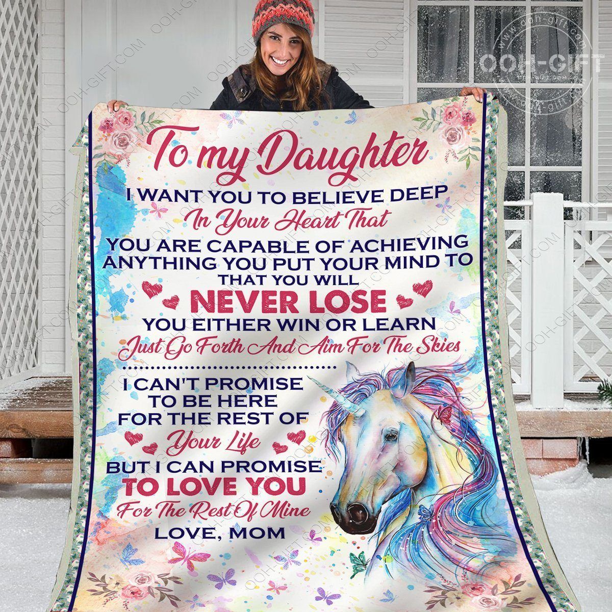 Daughter Love You Sherpa Fleece Blanket