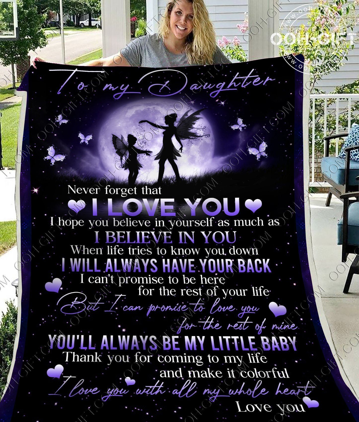 Daughter Love You Sherpa Fleece Blanket