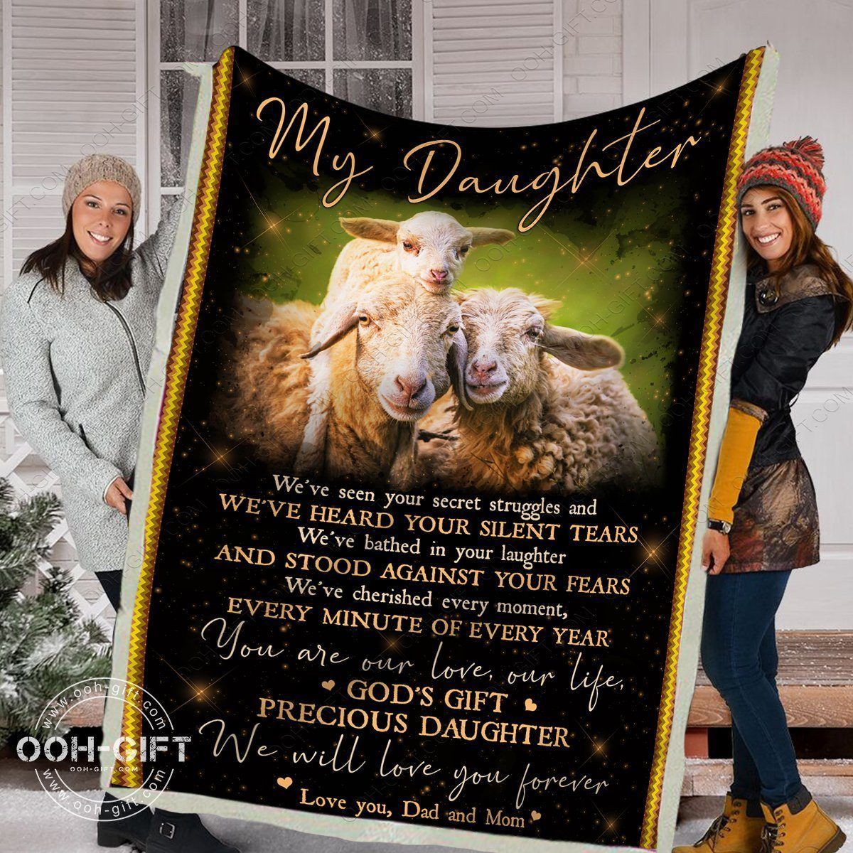 Daughter Love You Dad And Mom Sherpa Fleece Blanket