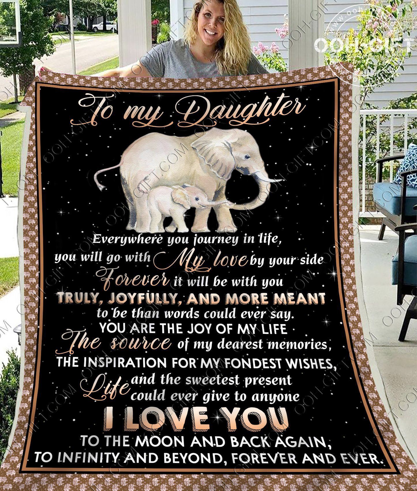 Daughter Love You To The Moon Back Sherpa Fleece Blanket